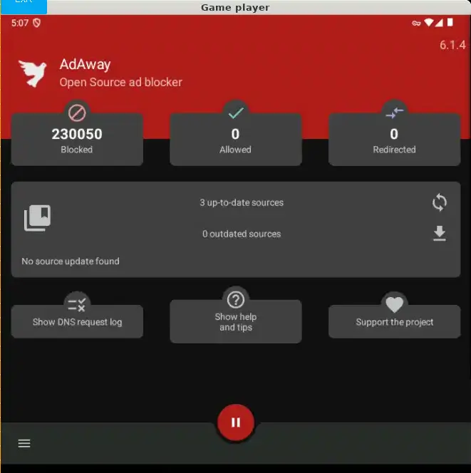 A capture of AdAway main screen