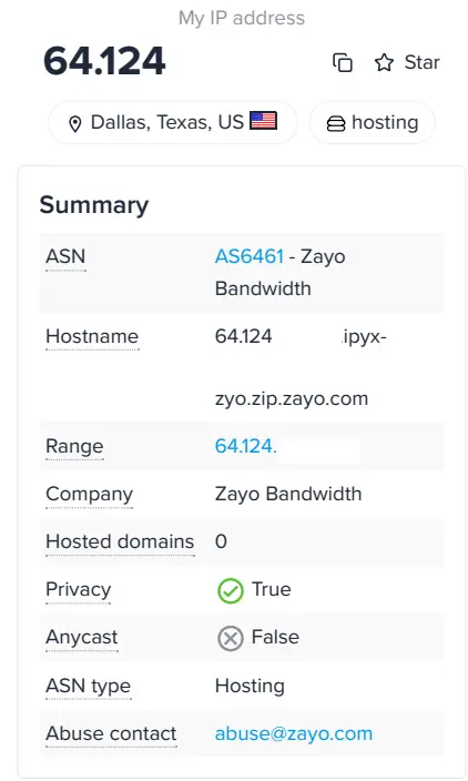 IPinfo page
